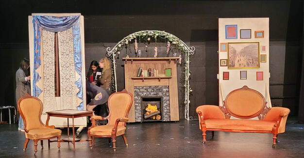 Set pieces on stage
